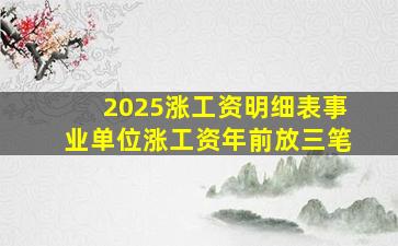 2025涨工资明细表事业单位涨工资年前放三笔