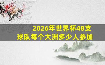 2026年世界杯48支球队每个大洲多少人参加