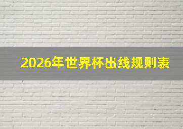 2026年世界杯出线规则表