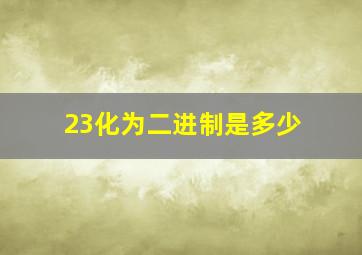 23化为二进制是多少