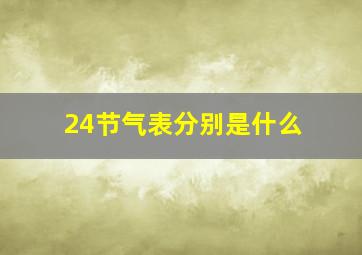 24节气表分别是什么