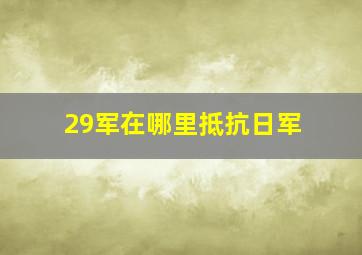 29军在哪里抵抗日军