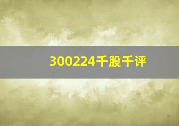 300224千股千评