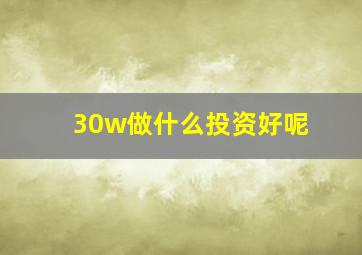 30w做什么投资好呢