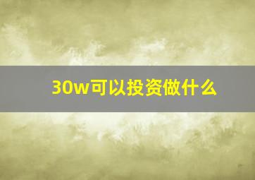 30w可以投资做什么