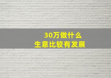 30万做什么生意比较有发展