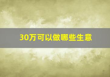 30万可以做哪些生意