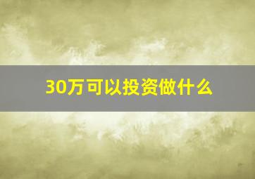 30万可以投资做什么