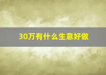 30万有什么生意好做