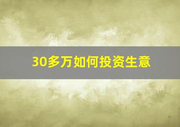 30多万如何投资生意