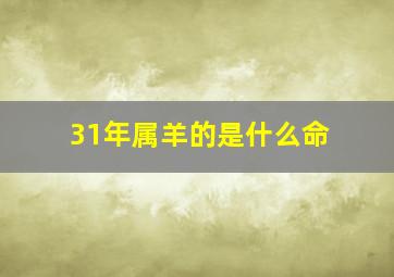 31年属羊的是什么命