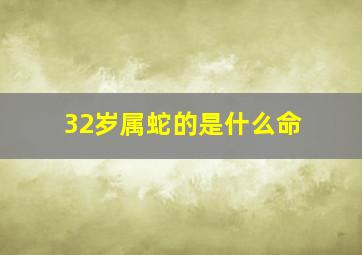 32岁属蛇的是什么命