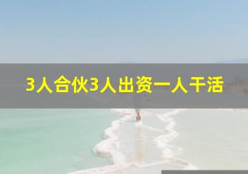 3人合伙3人出资一人干活