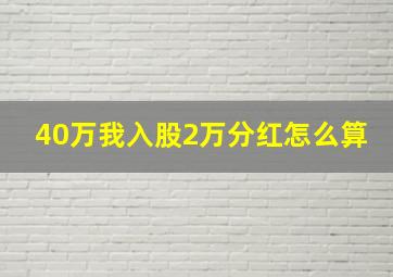 40万我入股2万分红怎么算