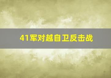 41军对越自卫反击战