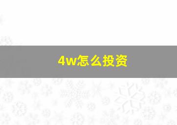 4w怎么投资