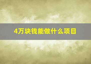 4万块钱能做什么项目