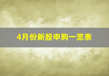 4月份新股申购一览表