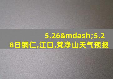 5.26—5.28日铜仁,江口,梵净山天气预报