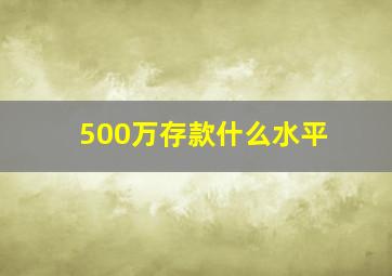 500万存款什么水平