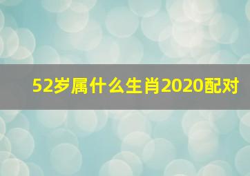 52岁属什么生肖2020配对