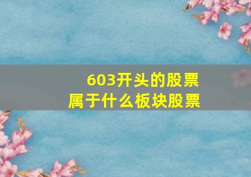 603开头的股票属于什么板块股票