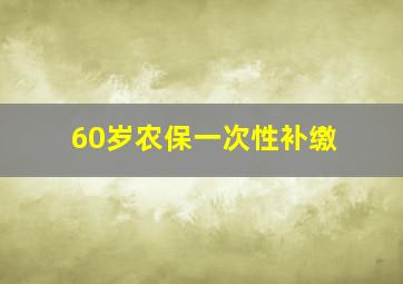 60岁农保一次性补缴