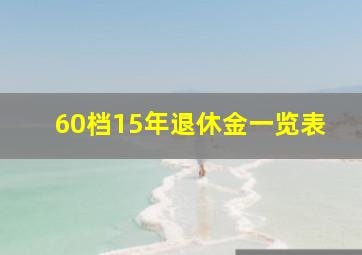 60档15年退休金一览表