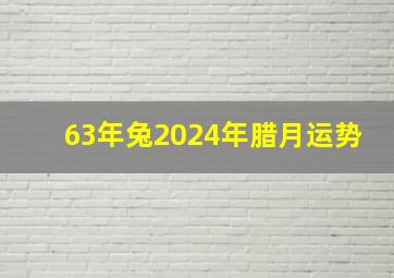 63年兔2024年腊月运势