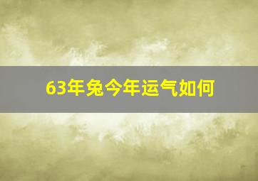 63年兔今年运气如何