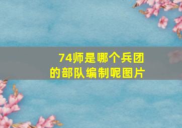 74师是哪个兵团的部队编制呢图片