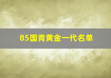 85国青黄金一代名单