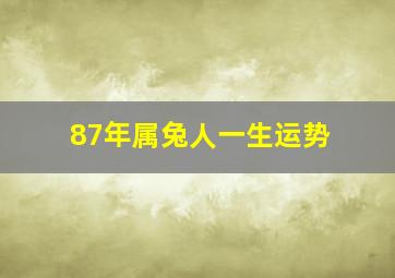 87年属兔人一生运势