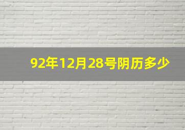 92年12月28号阴历多少