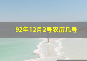 92年12月2号农历几号