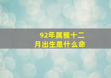 92年属猴十二月出生是什么命