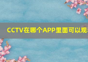 CCTV在哪个APP里面可以观看