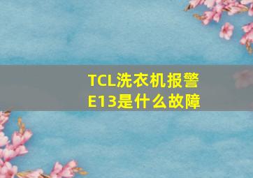 TCL洗衣机报警E13是什么故障