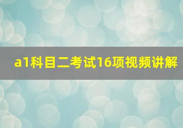 a1科目二考试16项视频讲解