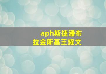 aph斯捷潘布拉金斯基王耀文