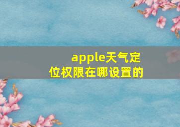 apple天气定位权限在哪设置的