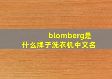 blomberg是什么牌子洗衣机中文名