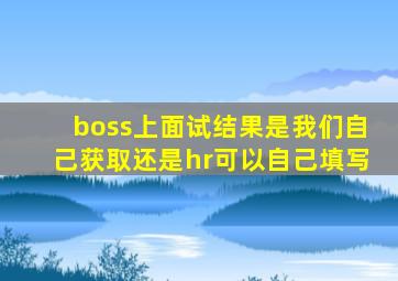 boss上面试结果是我们自己获取还是hr可以自己填写