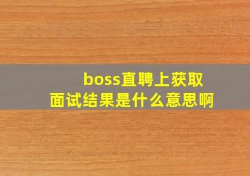 boss直聘上获取面试结果是什么意思啊