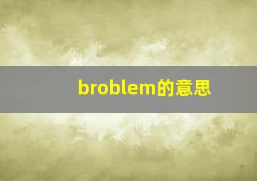 broblem的意思