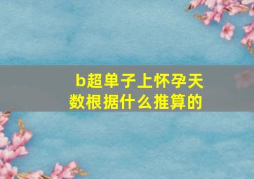 b超单子上怀孕天数根据什么推算的