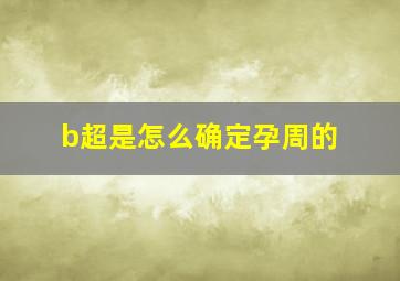 b超是怎么确定孕周的