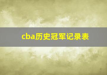 cba历史冠军记录表