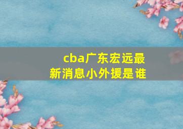 cba广东宏远最新消息小外援是谁