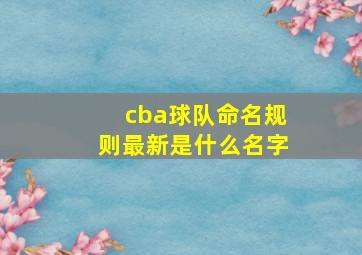 cba球队命名规则最新是什么名字